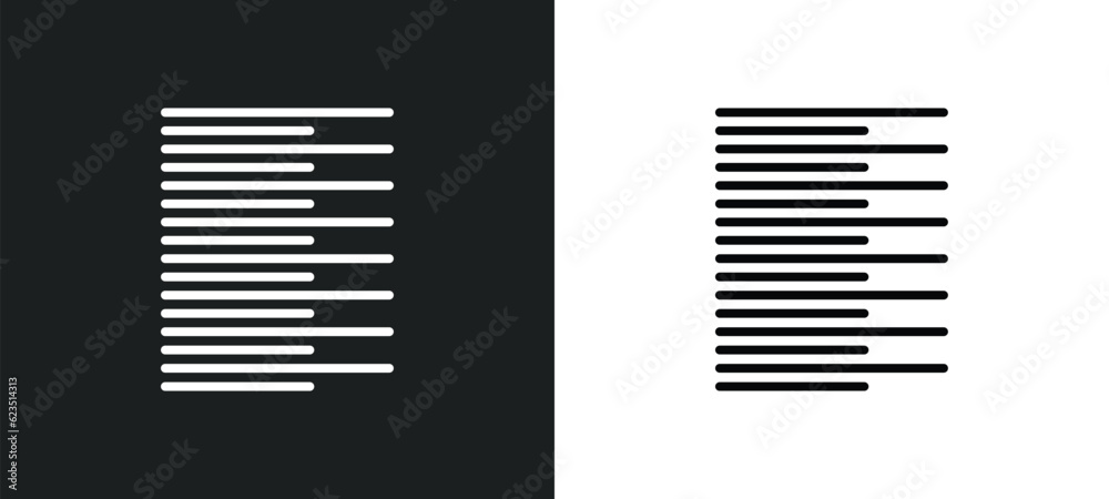 left alignment icon isolated in white and black colors. left alignment outline vector icon from geometric figure collection for web, mobile apps and ui. left alignment icon isolated in white and black colors. left alignment outline vector icon from geometric figure collection for web, mobile apps and ui.