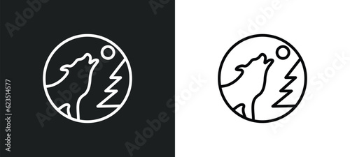 wolf howling icon isolated in white and black colors. wolf howling outline vector icon from general collection for web, mobile apps and ui.
