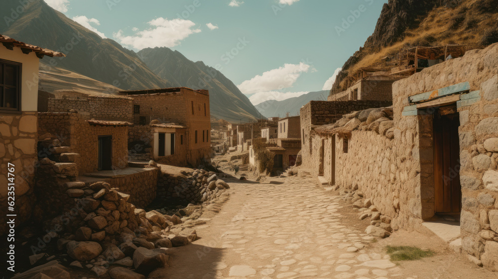 Scenic view of a Peruvian townscape against sky Generative AI