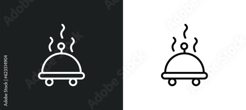 food delivery icon isolated in white and black colors. food delivery outline vector icon from general collection for web, mobile apps and ui.