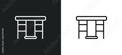 gateleg table icon isolated in white and black colors. gateleg table outline vector icon from furniture & household collection for web, mobile apps and ui.
