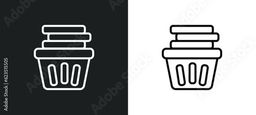laundry hamper icon isolated in white and black colors. laundry hamper outline vector icon from furniture & household collection for web, mobile apps and ui.