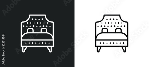 headboard icon isolated in white and black colors. headboard outline vector icon from furniture & household collection for web, mobile apps and ui.