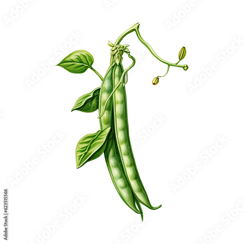 Watercolor string bean. Vegetable clipart illustration. Generative AI