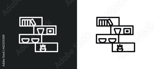 shelf icon isolated in white and black colors. shelf outline vector icon from furniture & household collection for web, mobile apps and ui.