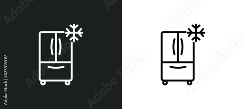 refrigerator icon isolated in white and black colors. refrigerator outline vector icon from furniture & household collection for web, mobile apps and ui.