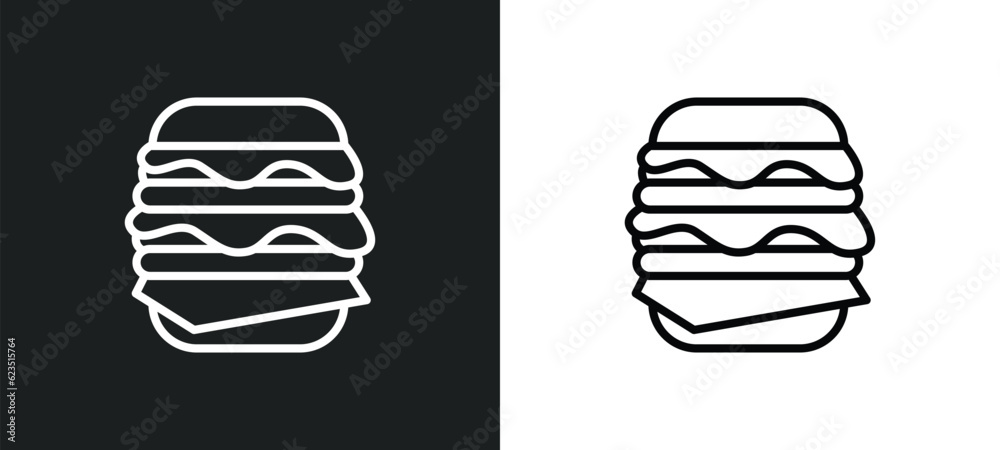 double burger icon isolated in white and black colors. double burger outline vector icon from food collection for web, mobile apps and ui. double burger icon isolated in white and black colors. double burger outline vector icon from food collection for web, mobile apps and ui.