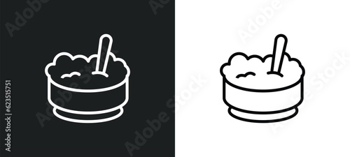 rice bowl icon isolated in white and black colors. rice bowl outline vector icon from food collection for web, mobile apps and ui.