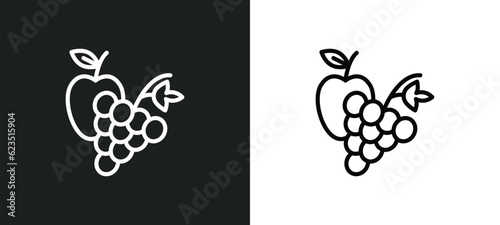 and grapes icon isolated in white and black colors. and grapes outline vector icon from food collection for web, mobile apps ui.
