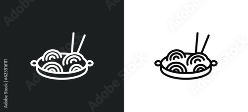 chow mein icon isolated in white and black colors. chow mein outline vector icon from food collection for web, mobile apps and ui.