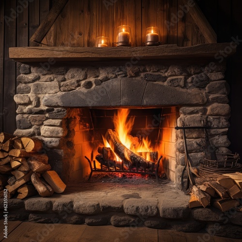 wood burning in fireplace