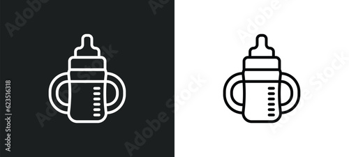 sippy cup icon isolated in white and black colors. sippy cup outline vector icon from food collection for web, mobile apps and ui.