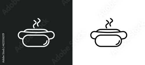 hotdog and bread icon isolated in white and black colors. hotdog and bread outline vector icon from food collection for web, mobile apps ui.