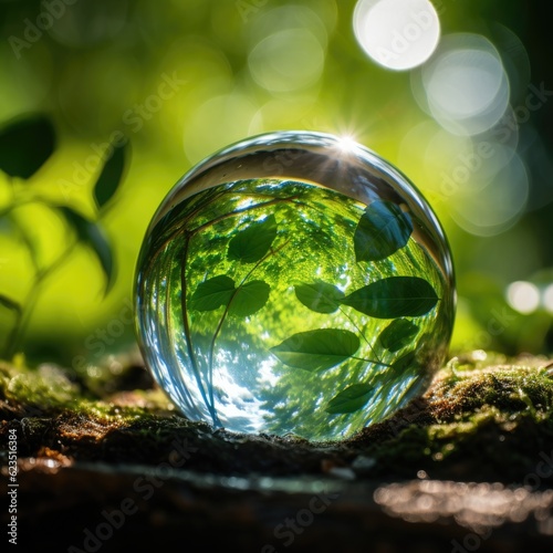 glass sphere with grass