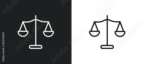 scale balanced tool icon isolated in white and black colors. scale balanced tool outline vector icon from food collection for web, mobile apps and ui.