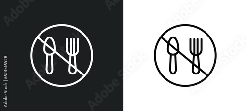 no eating icon isolated in white and black colors. no eating outline vector icon from food collection for web, mobile apps and ui.