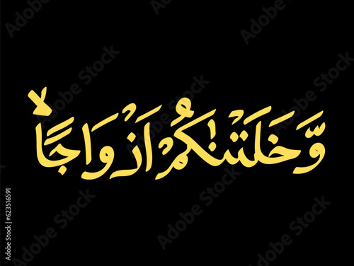 Captivating Arabic Calligraphy Unleashed in Exquisite Vector Art Translation of Text "We have created you in pairs"