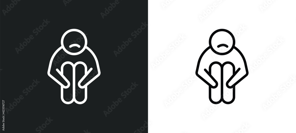 sad human icon isolated in white and black colors. sad human outline vector icon from feelings collection for web, mobile apps and ui. sad human icon isolated in white and black colors. sad human outline vector icon from feelings collection for web, mobile apps and ui.