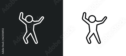 happy human icon isolated in white and black colors. happy human outline vector icon from feelings collection for web, mobile apps and ui.