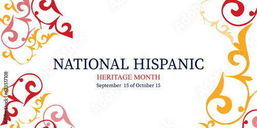 Vector illustration template.National Hispanic Heritage Month. Banner, postcard in traditional colors.