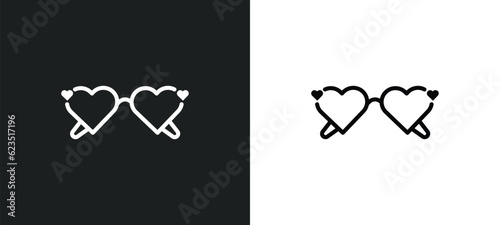 heart eyeglasses icon isolated in white and black colors. heart eyeglasses outline vector icon from fashion collection for web, mobile apps and ui.