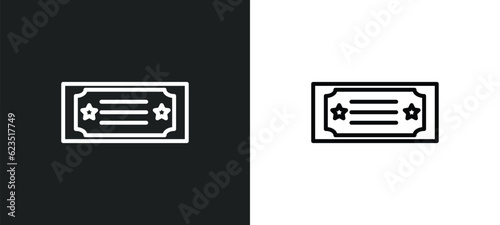 gold ticket icon isolated in white and black colors. gold ticket outline vector icon from entertainment collection for web, mobile apps and ui.