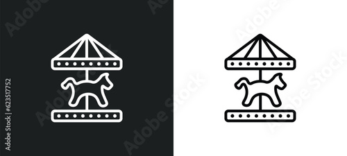 carousel horse icon isolated in white and black colors. carousel horse outline vector icon from entertainment collection for web, mobile apps and ui.