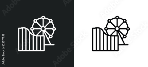 amusement park icon isolated in white and black colors. amusement park outline vector icon from arcade collection for web, mobile apps and ui.