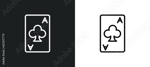 ace of clubs icon isolated in white and black colors. ace of clubs outline vector icon from arcade collection for web, mobile apps and ui. photo