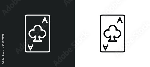 ace of clubs icon isolated in white and black colors. ace of clubs outline vector icon from arcade collection for web, mobile apps and ui.