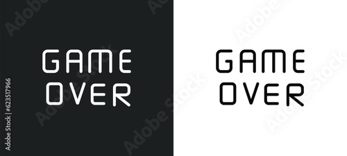 game over icon isolated in white and black colors. game over outline vector icon from arcade collection for web, mobile apps and ui.