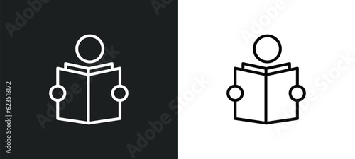 book reader icon isolated in white and black colors. book reader outline vector icon from electronic devices collection for web, mobile apps and ui.