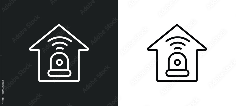 burglar alarm icon isolated in white and black colors. burglar alarm outline vector icon from electronic devices collection for web, mobile apps and ui. burglar alarm icon isolated in white and black colors. burglar alarm outline vector icon from electronic devices collection for web, mobile apps and ui.