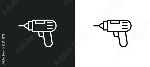 driller icon isolated in white and black colors. driller outline vector icon from electrian connections collection for web, mobile apps and ui. photo