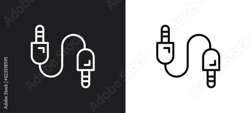 sound cable icon isolated in white and black colors. sound cable outline vector icon from electronic devices collection for web, mobile apps and ui.