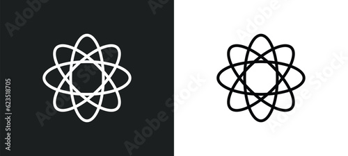 atom icon isolated in white and black colors. atom outline vector icon from education collection for web, mobile apps and ui.