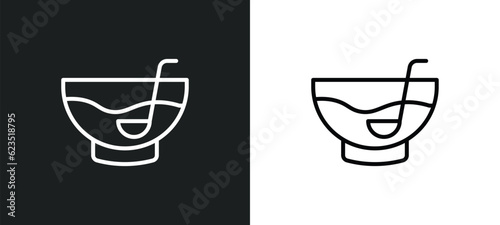 punch bowl icon isolated in white and black colors. punch bowl outline vector icon from education collection for web, mobile apps and ui.