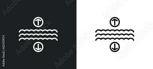 archimedes principle icon isolated in white and black colors. archimedes principle outline vector icon from education collection for web, mobile apps and ui.