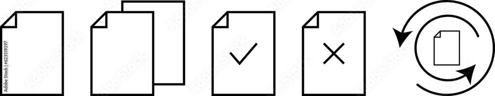 Set of vector outline file management icons, document pictograms. Vector ilustration. Set of vector outline file management icons, document pictograms. Vector ilustration.