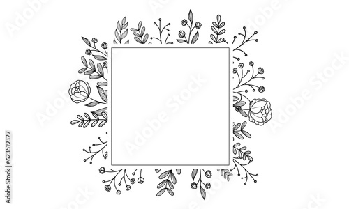 Hand drawn laurel floral frames with a branch with leaves. Elegant logo template. Vector illustration for label, branding business identity, wedding invitation