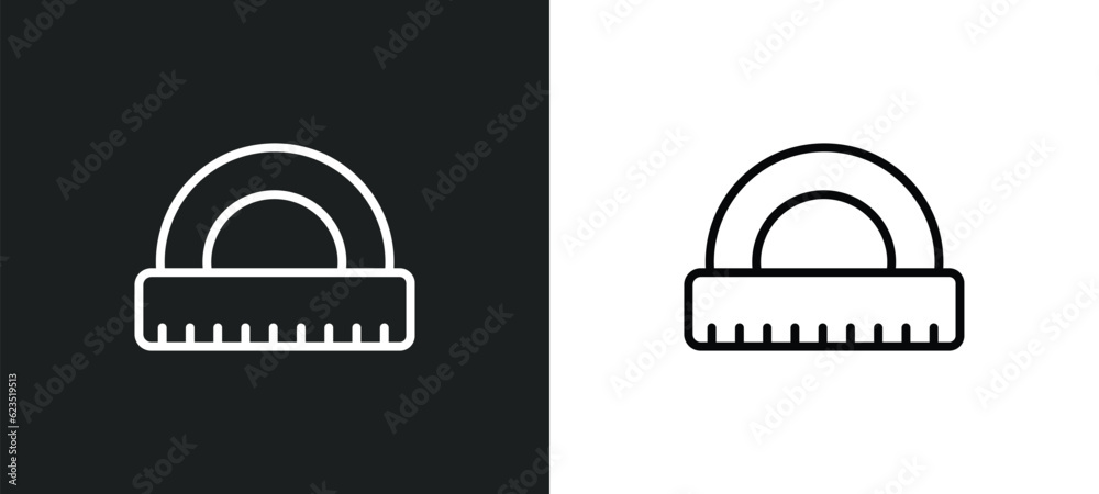 semicircle with ruler icon isolated in white and black colors. semicircle with ruler outline vector icon from education collection for web, mobile apps and ui. semicircle with ruler icon isolated in white and black colors. semicircle with ruler outline vector icon from education collection for web, mobile apps and ui.