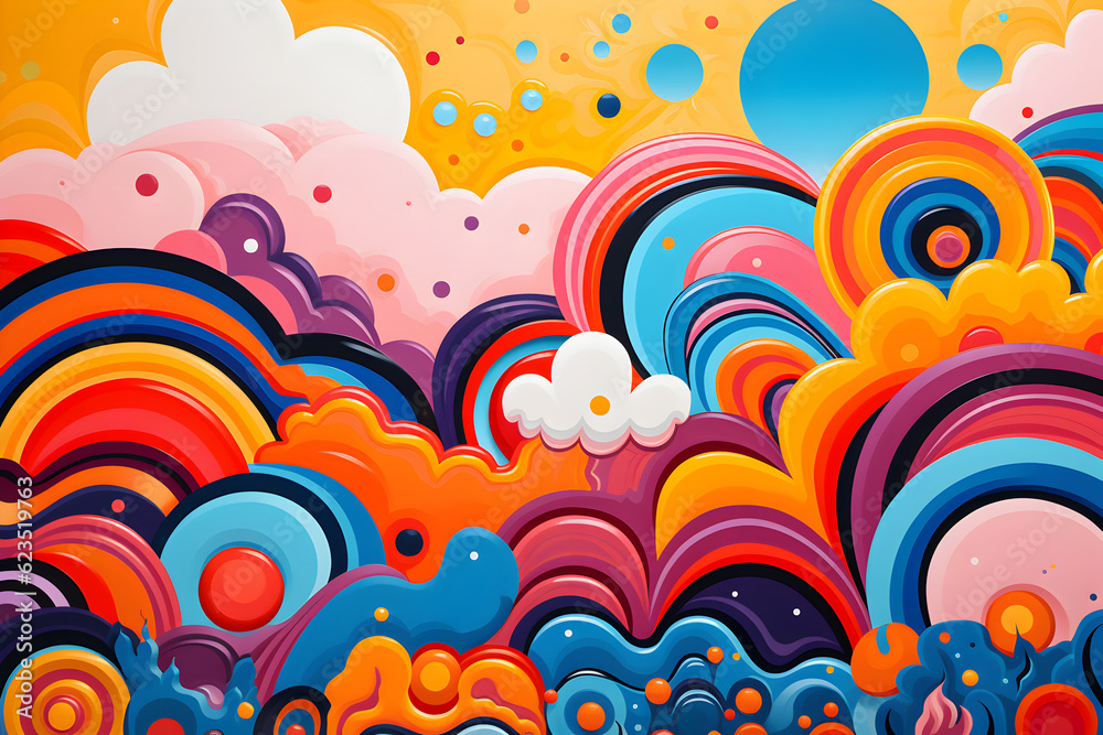 pattern with clouds and rainbow pattern with clouds and rainbow