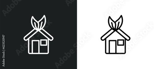 ecological house icon isolated in white and black colors. ecological house outline vector icon from ecology collection for web, mobile apps and ui.