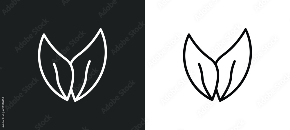 two leaves icon isolated in white and black colors. two leaves outline vector icon from ecology collection for web, mobile apps and ui.
