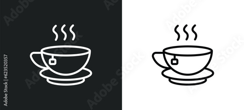 tea icon isolated in white and black colors. tea outline vector icon from drinks collection for web, mobile apps and ui.