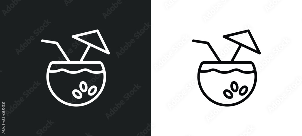 coconut drink icon isolated in white and black colors. coconut drink outline vector icon from drinks collection for web, mobile apps and ui.
