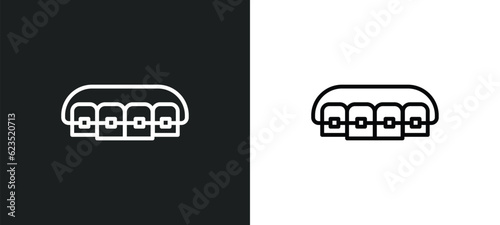 lingual braces icon isolated in white and black colors. lingual braces outline vector icon from dentist collection for web, mobile apps and ui.