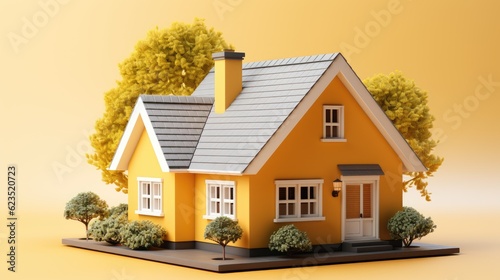3d rendering illustration of home with yellow background © Media Srock