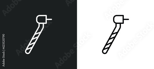 dentists drill tool icon isolated in white and black colors. dentists drill tool outline vector icon from dentist collection for web, mobile apps and ui.
