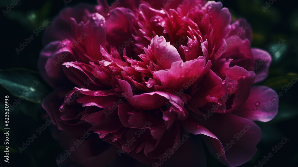 Vibrant deep pink petals at centre of peony flower. Generative AI Vibrant deep pink petals at centre of peony flower. Generative AI